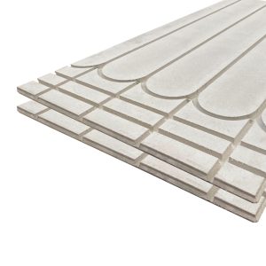 Thin routed overlay underfloor heating panels